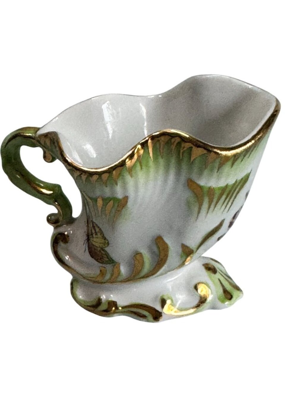 Herend Queen Victoria Cornucopia Creamer Rare Butterfly Shell Porcelain 3" - Picture 2 of 7